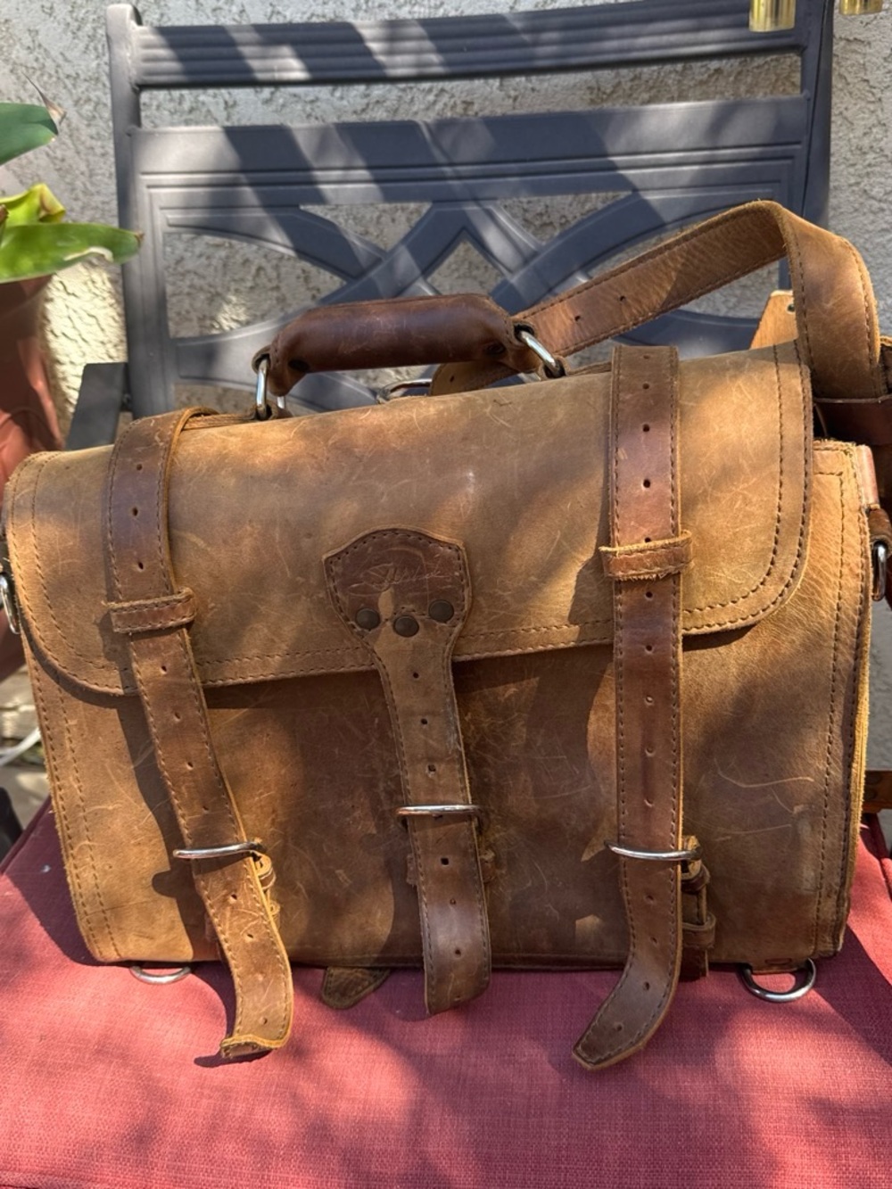 Saddleback Leather Vintage-Style Brown Leather Briefcase Messenger Bag
